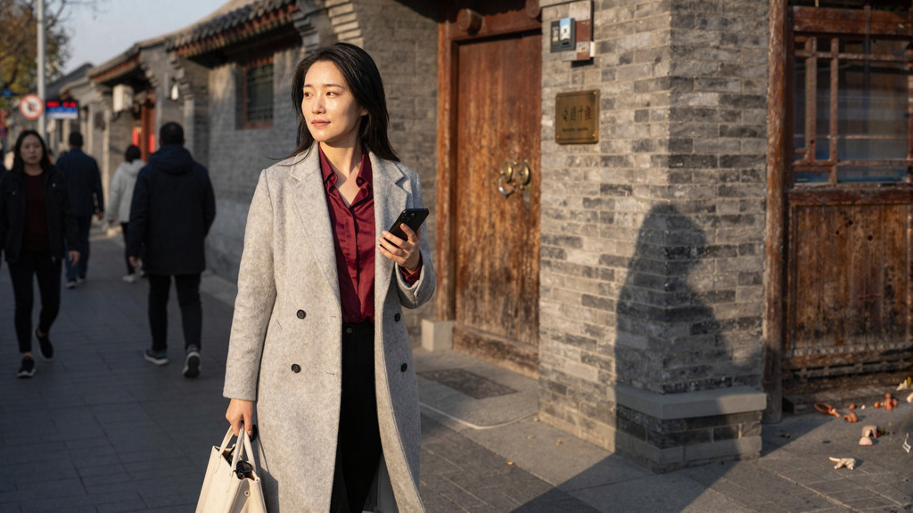 Woman Pausing With Phone in Warm Side Light