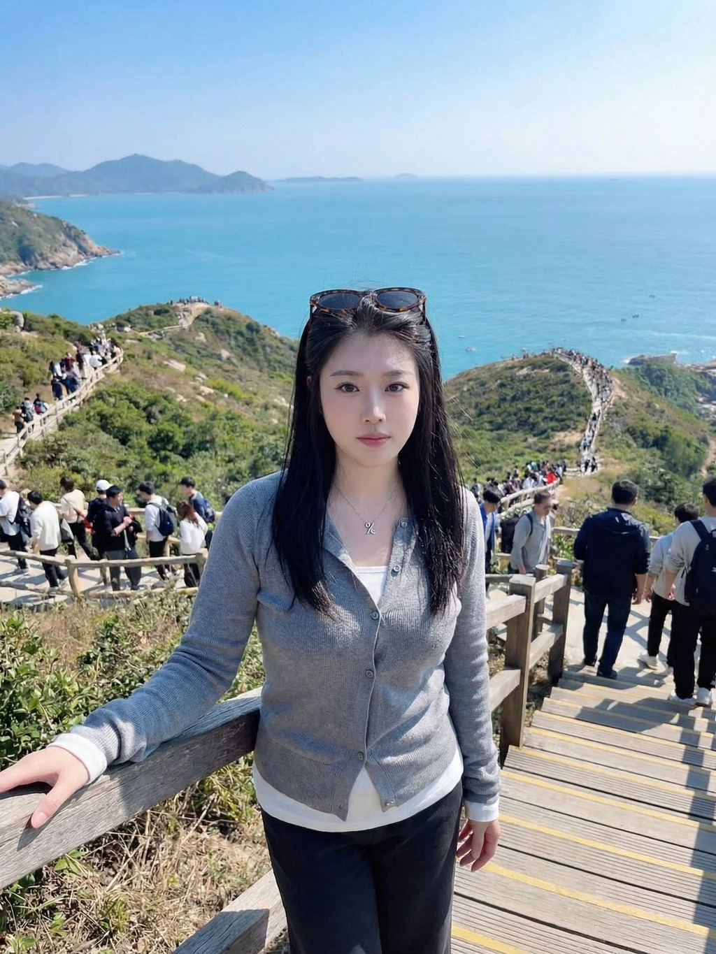 Calm Portrait on a Coastal Stairway Overlook
