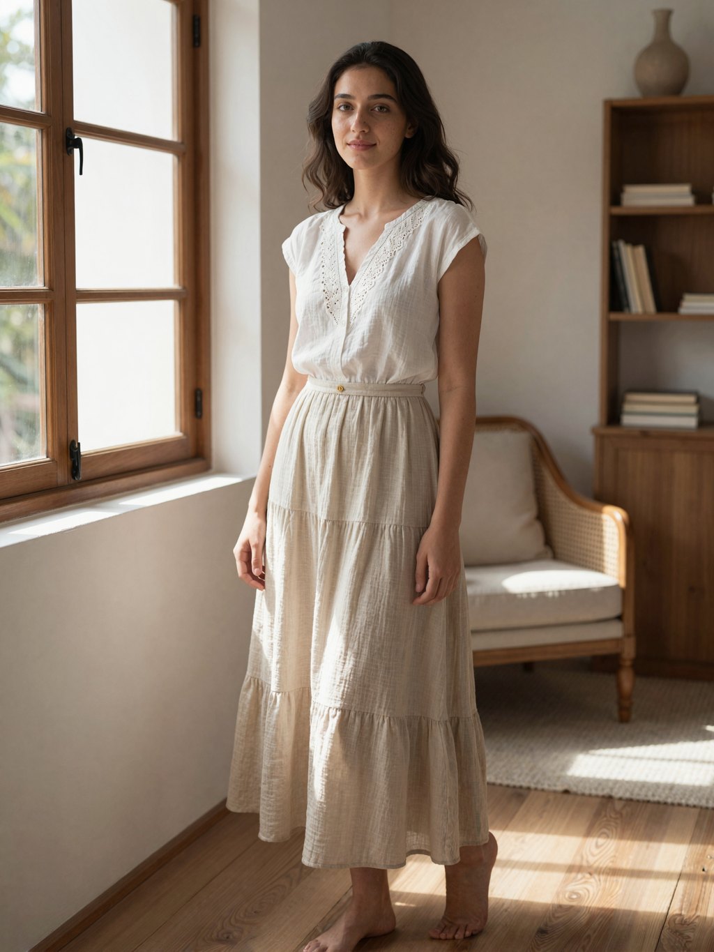 A Quiet Afternoon Gaze by the Wooden Window