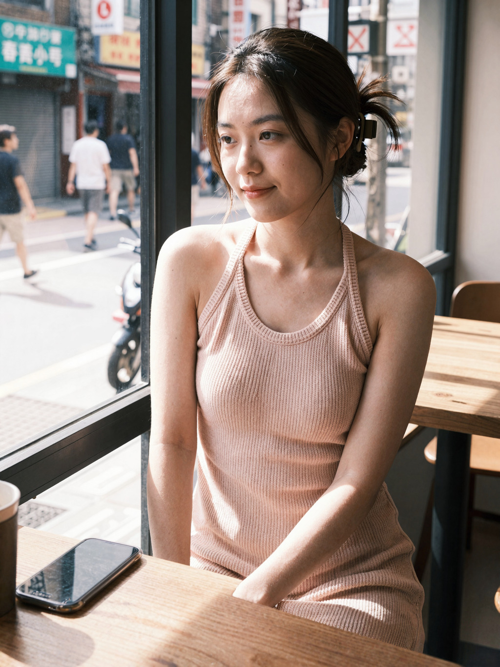 Soft Sunlight and a Quiet Smile by the Window