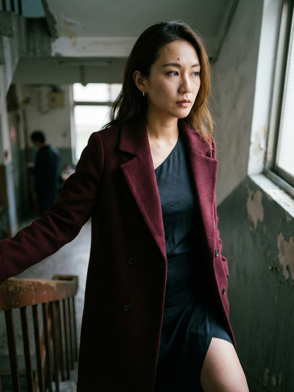 A Small Pause on the Stairwell Turn