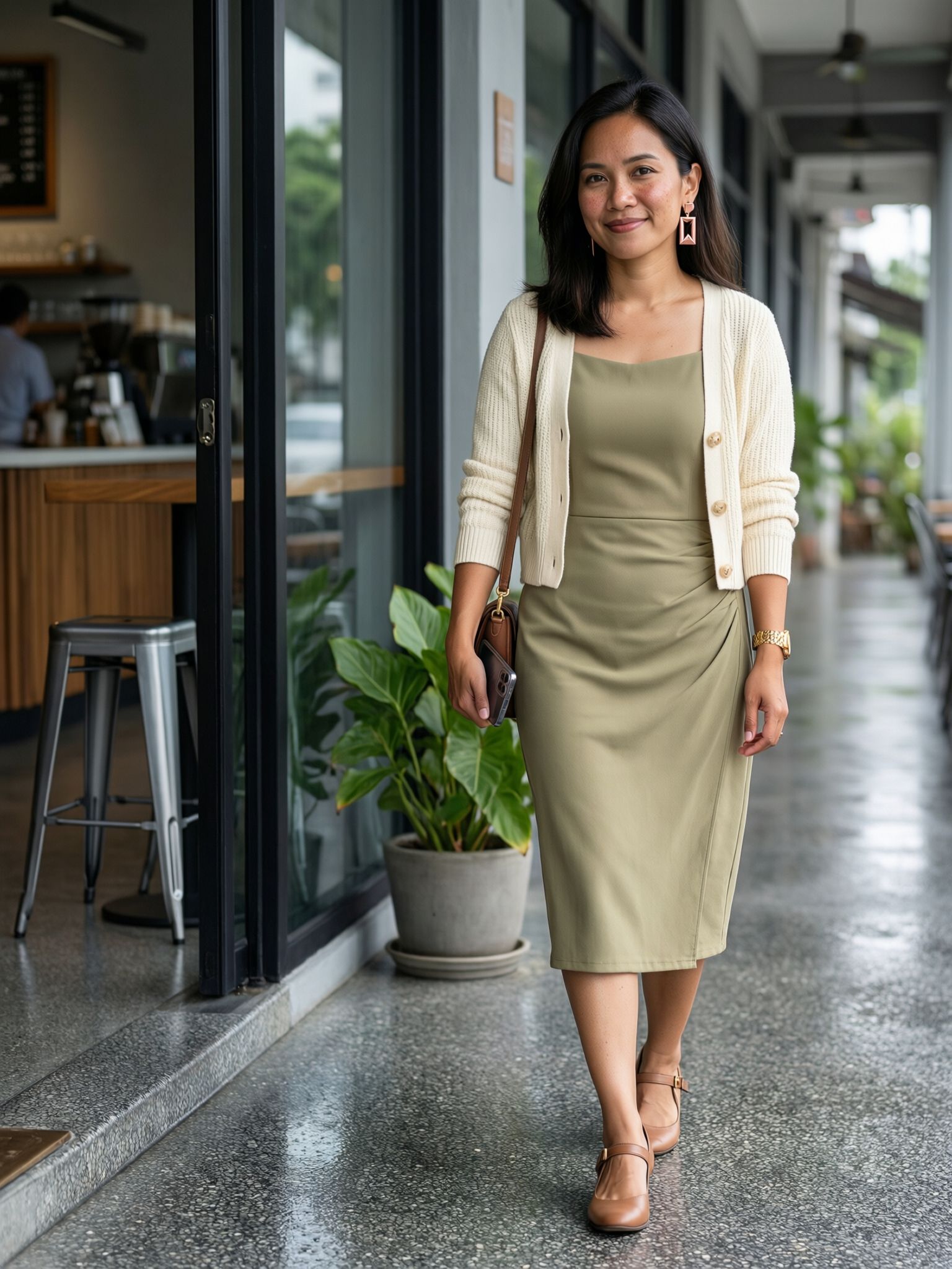 A Listening Glance, Rose-Gold Earring, Rain-Softened City Light